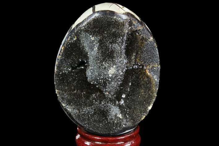 Septarian Dragon Egg Geode - Black Crystals #88329